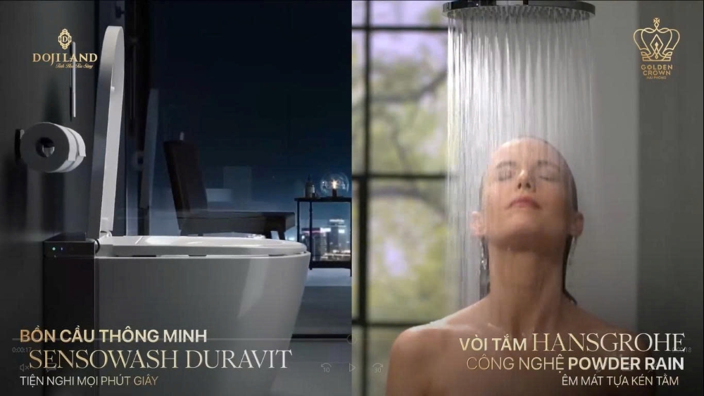 Công nghệ trong phòng tắm căn hộ Golden Crown với bồn cầu thông minh, tiết kiệm năng lượng