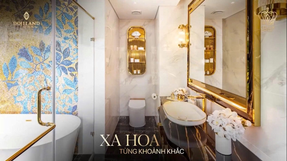 Công nghệ trong phòng tắm căn hộ Golden Crown với tính năng sưởi, sấy, chiếu sáng và điều khiển