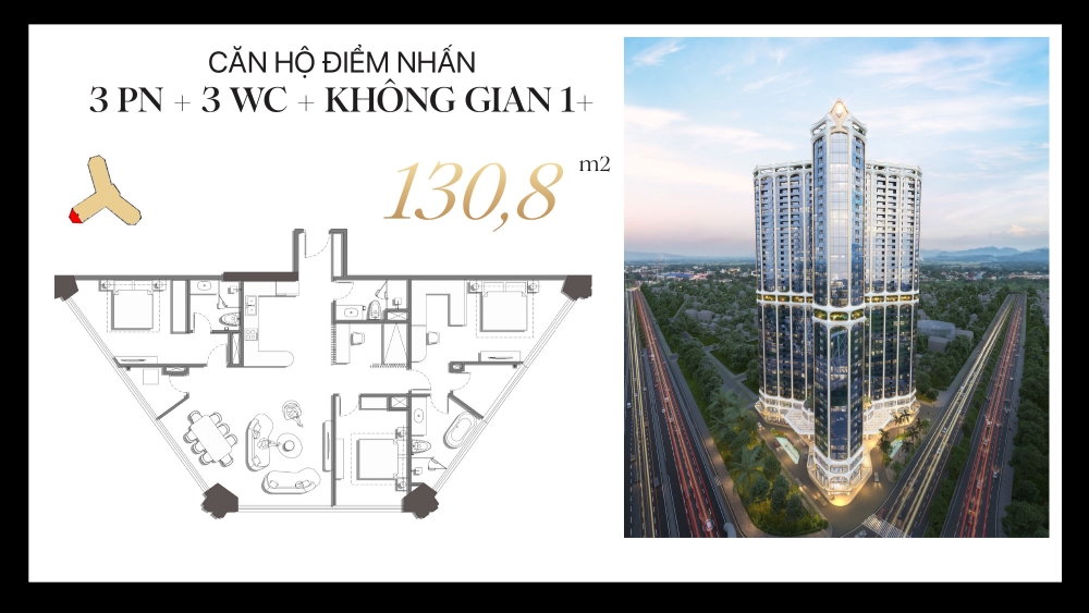 Các loại hình căn hộ tại chung cư Golden Crown Hải Phòng theo nhóm diện tích lớn