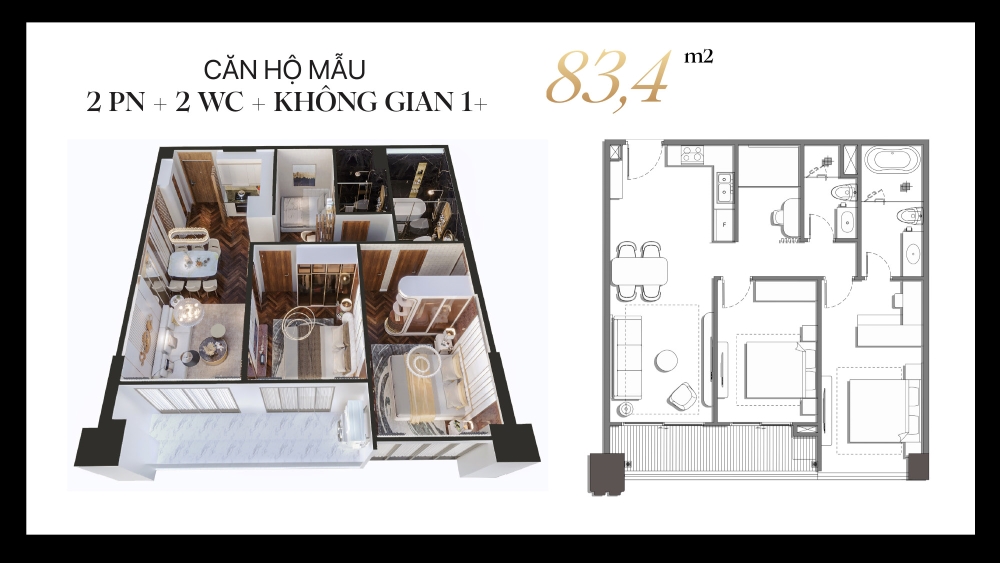 Các loại hình căn hộ tại chung cư Golden Crown Hải Phòng theo nhóm diện tích trung bình